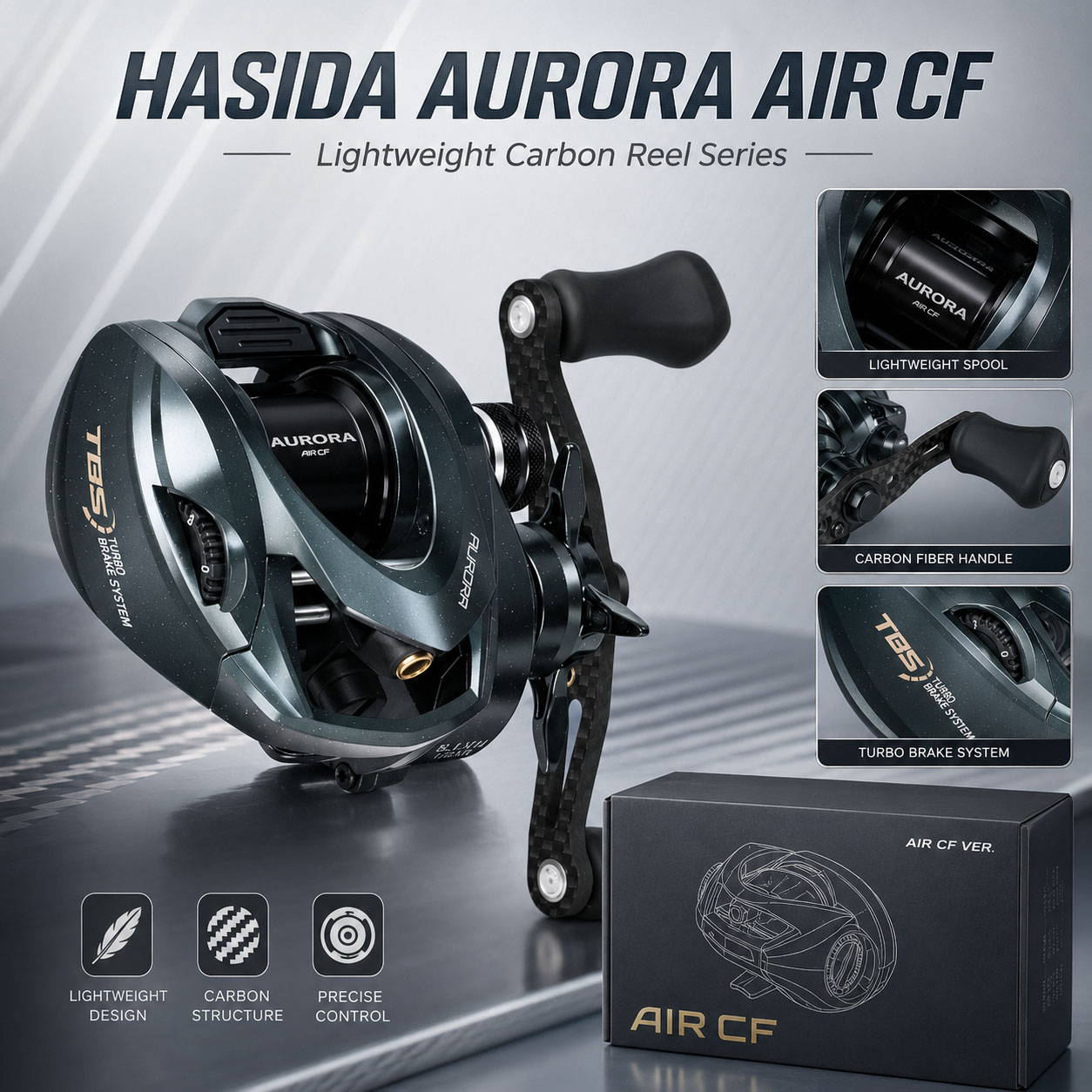 HASIDA Aurora AirCF Carbon BFS - Daiwa Reel Bg review and price
